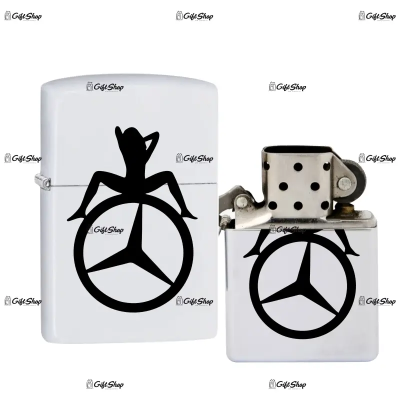 Mercedes, bricheta metalica gravata laser cu mesaj, model 2